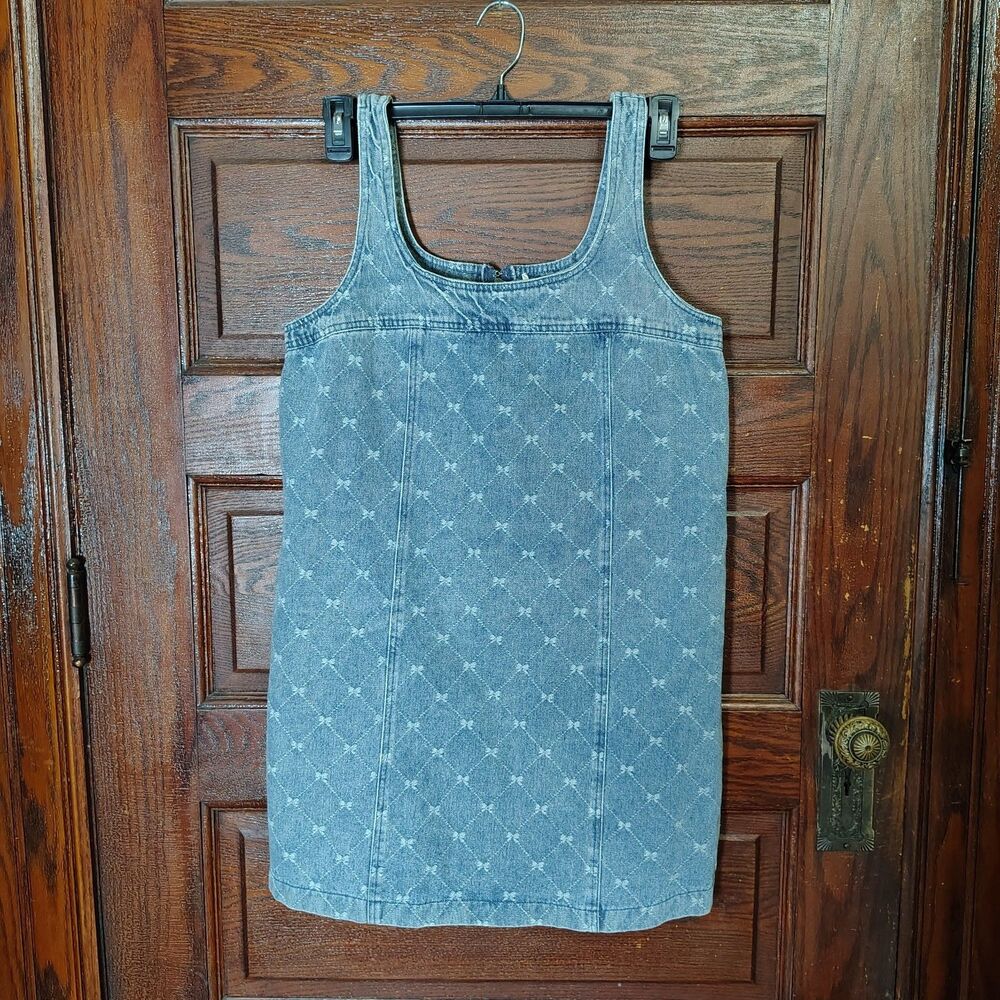 Denim Coquette Overall Mini Dress Size Large/T699